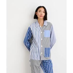 Alex Mill Pajama Shirt In Mixed Blue Stripe